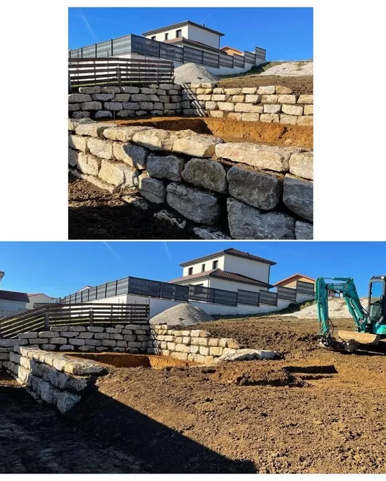 Création d'un enrochement avec terrassement de piscine à Meximieux, Ambérieu-en-Bugey, Slow Concept