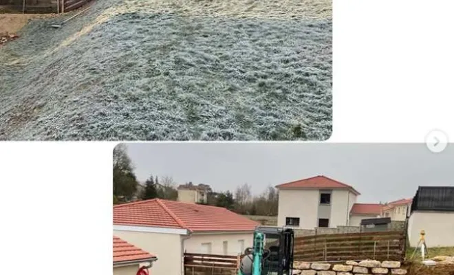Terrassement de piscine avec enrochement sur trois niveaux à Ambérieu-en-Bugey, Ambérieu-en-Bugey, Slow Concept