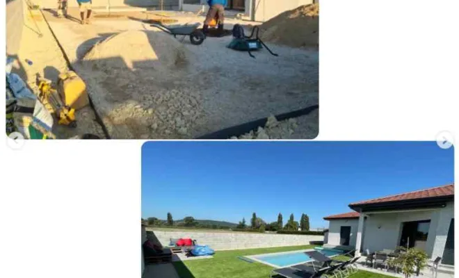 Pose de gazon synthétique et création de massifs décoratifs à Bourg-en-Bresse : un extérieur moderne et sans entretien, Ambérieu-en-Bugey, Slow Concept